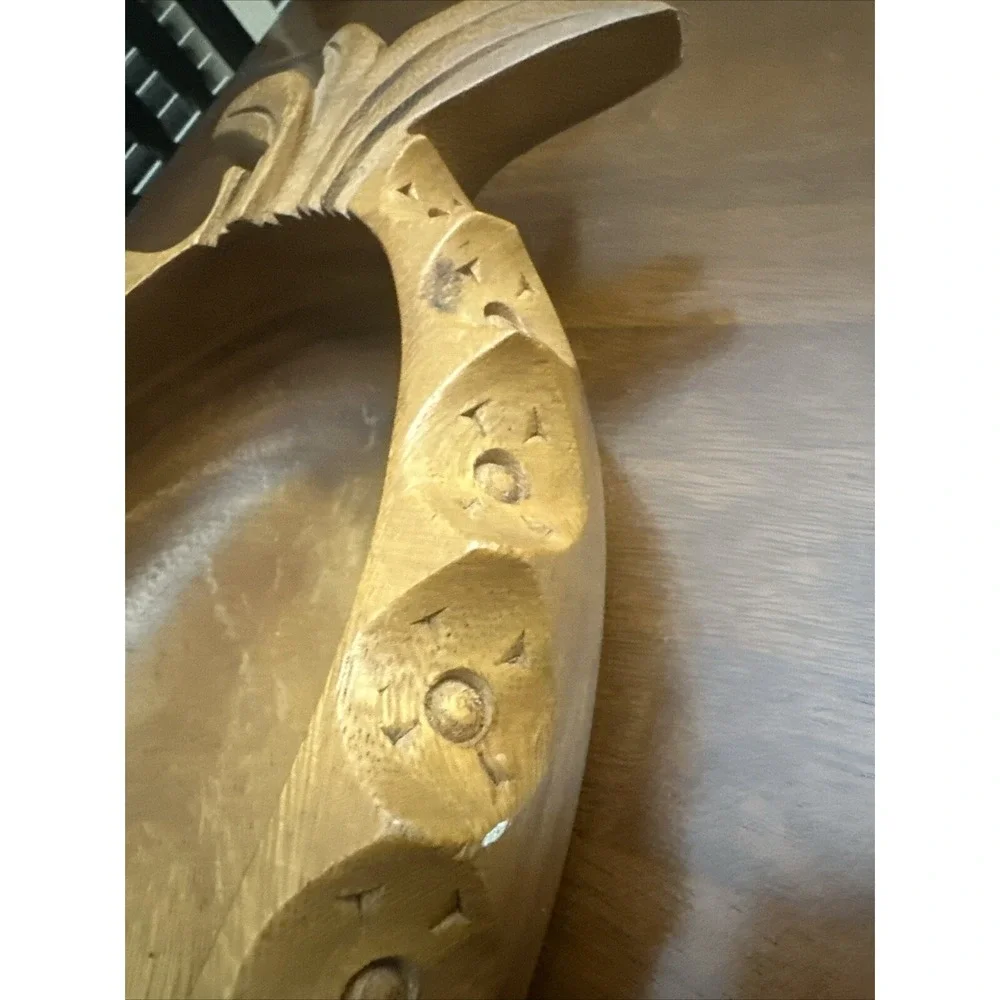 VTG Pineapple Serving Dish Bowl Hand Carved Artist Signed Monkey Pod Wood Hawaii